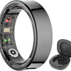 R09 Smart Ring 5ATM Waterproof Temperature Sport Health Ring Heart Rate Blood Oxygen Sleep Monitor w/ Charging Case Smartring